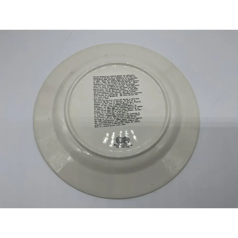 Vintage Calvary Evangelical Lutheran Church Spencer NC Plate 10.5